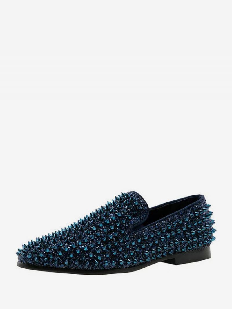 Loaferschoenen Heren Lovertjes Glitter Spikes Klinknagels Instappers Prom Party Trouwschoenen - Donker Marineblauw