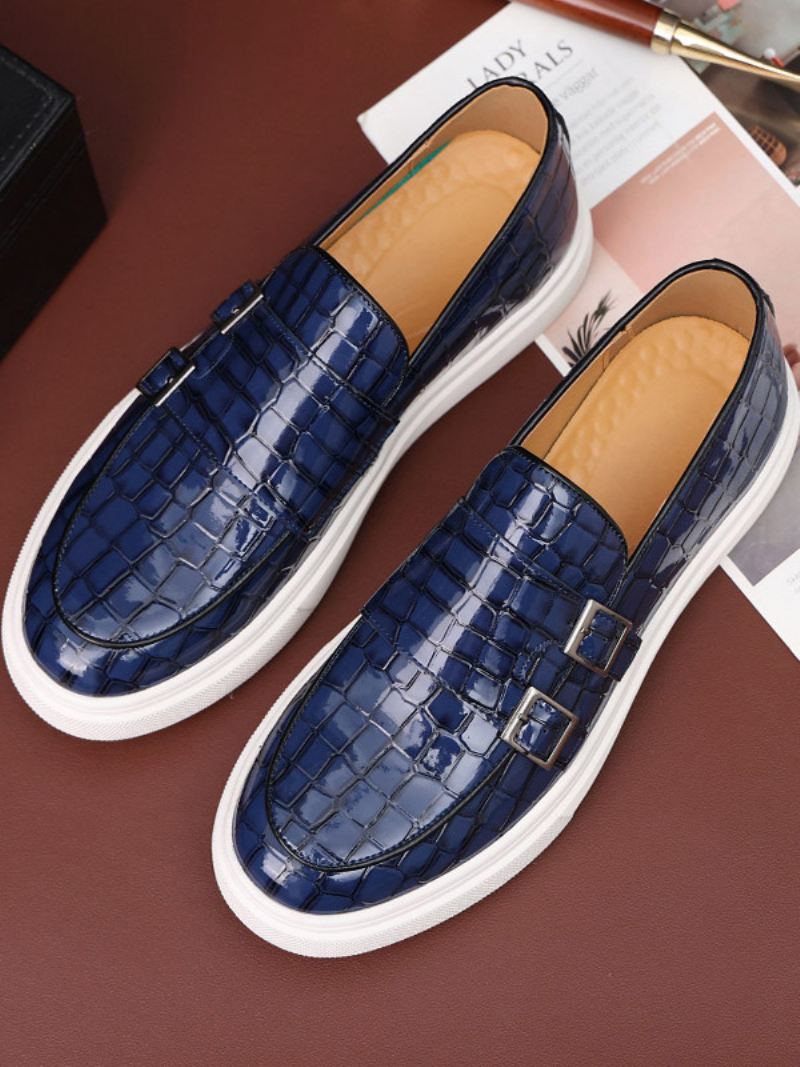 Loaferschoenen Heren Monnikschoenen Met Pu-leren Band - Blauw