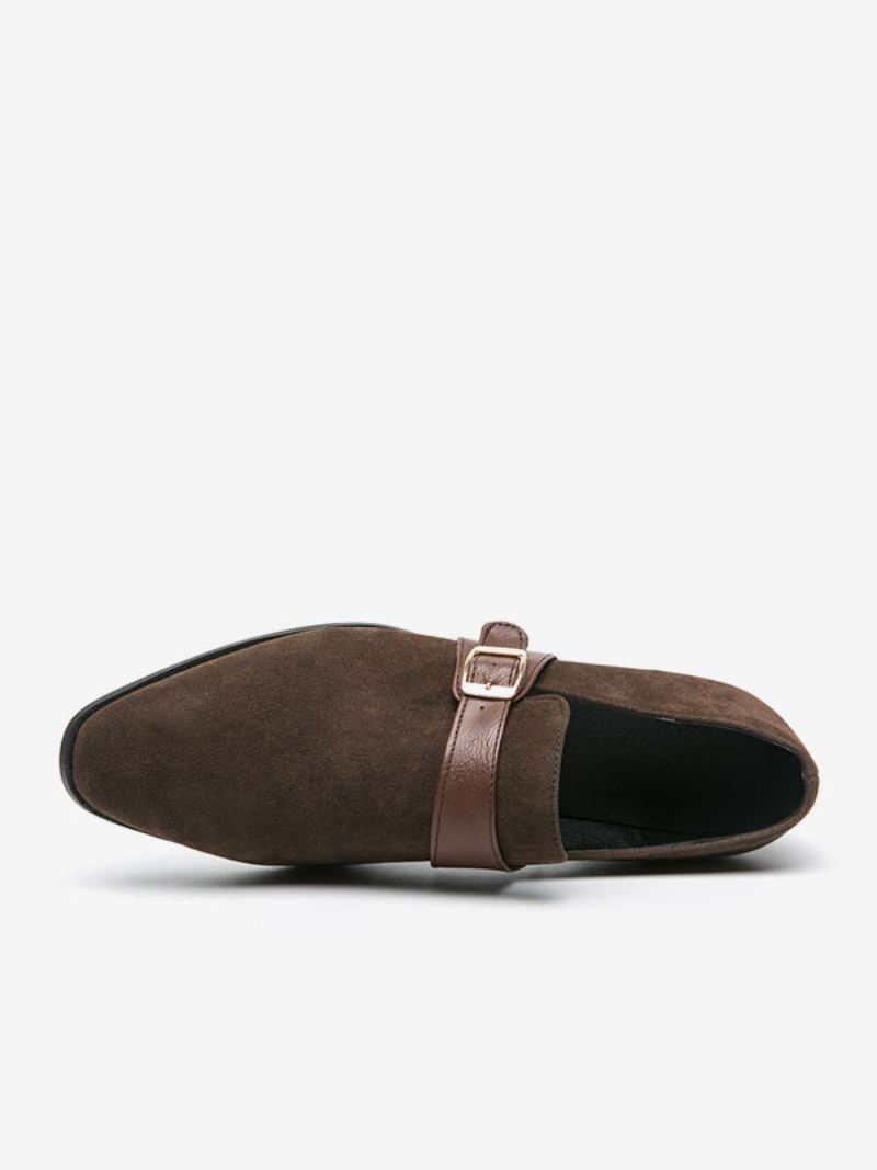 Loaferschoenen Heren Pu-leer Instapper Met Monniksband - Koffiebruin