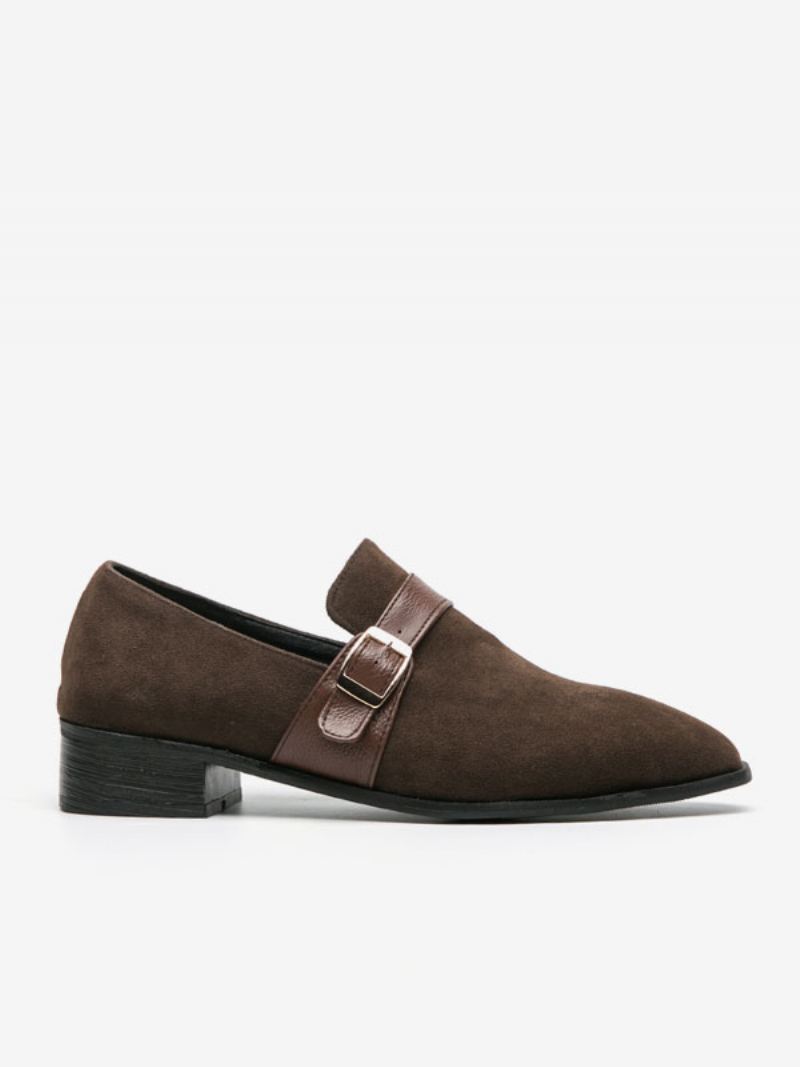 Loaferschoenen Heren Pu-leer Instapper Met Monniksband - Koffiebruin