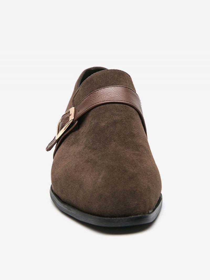 Loaferschoenen Heren Pu-leer Instapper Met Monniksband - Koffiebruin