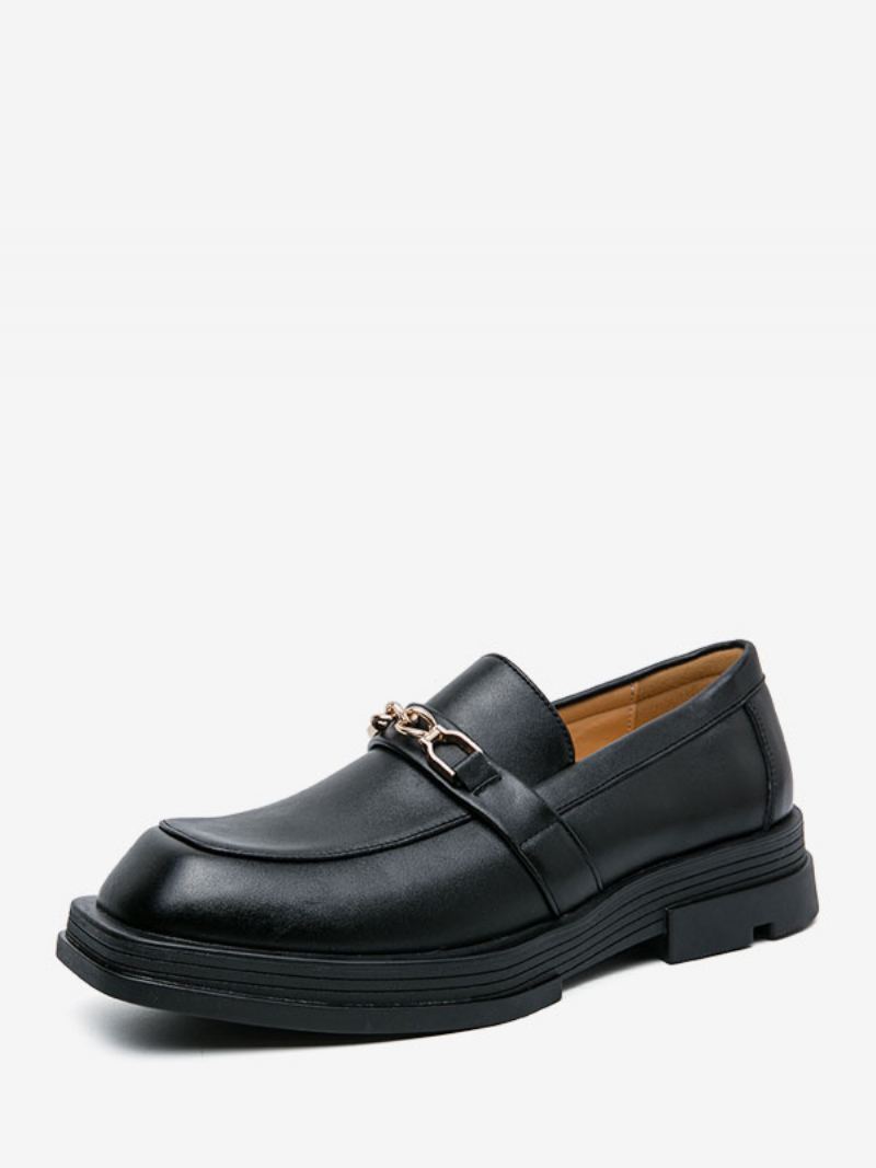 Loaferschoenen Heren Pu-leer Metalen Details Instapper - Zwart