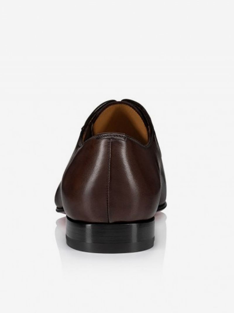 Loaferschoenen Heren Ronde Neus Pu-leer Oxford Bruiloftsgalaschoenen - Koffie Bruin