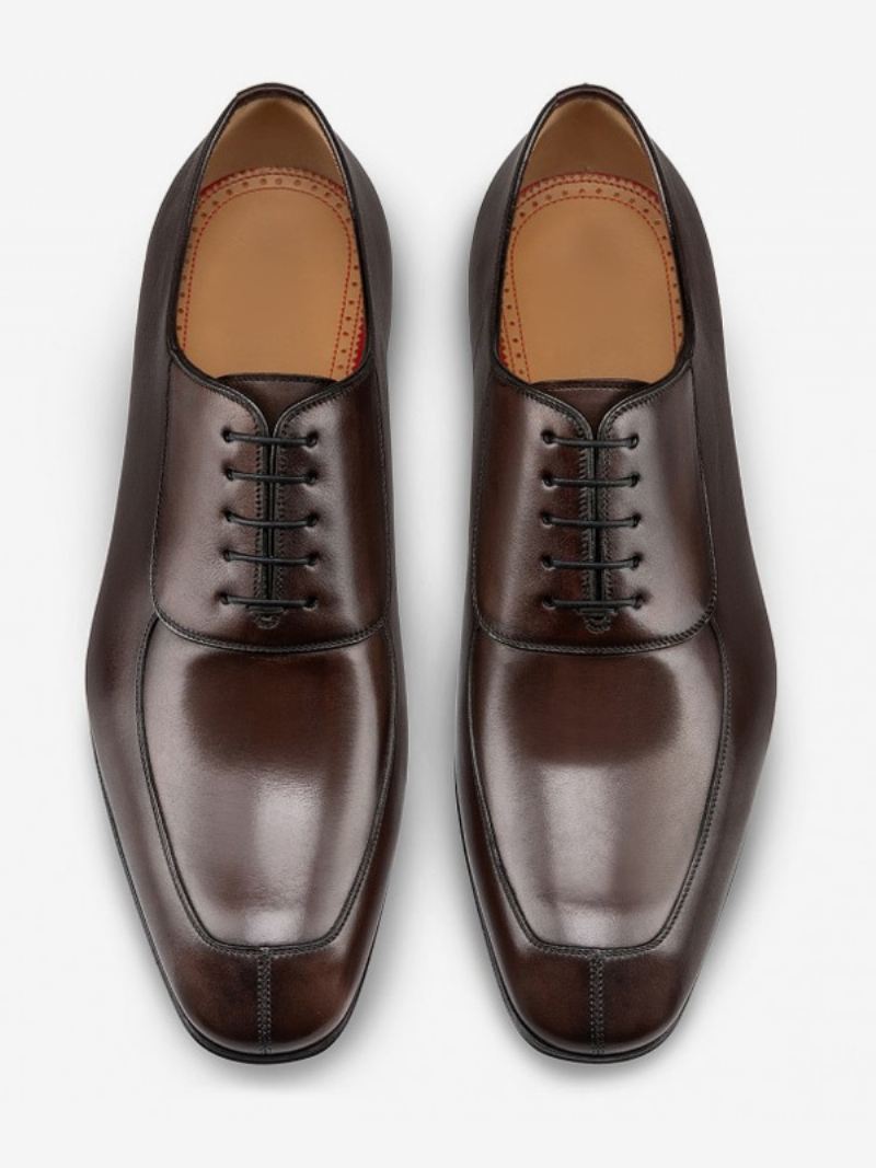 Loaferschoenen Heren Ronde Neus Pu-leer Oxford Bruiloftsgalaschoenen - Koffie Bruin