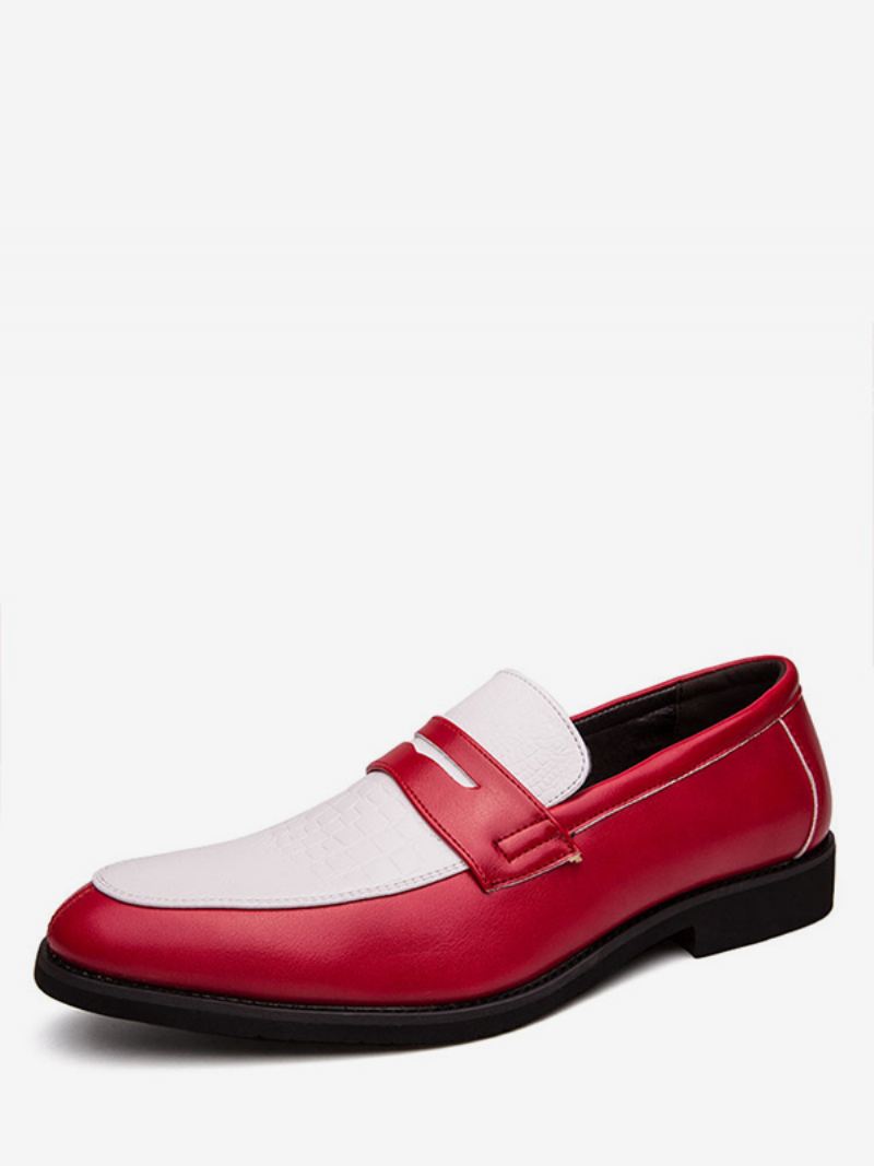 Penny Loafers Heren Tweekleurige Trouwschoenen Feestfeesten - Rood