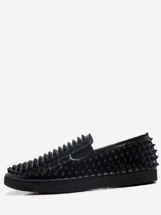 Zwarte Instapsneakers Met Ronde Neus Spikes Heren