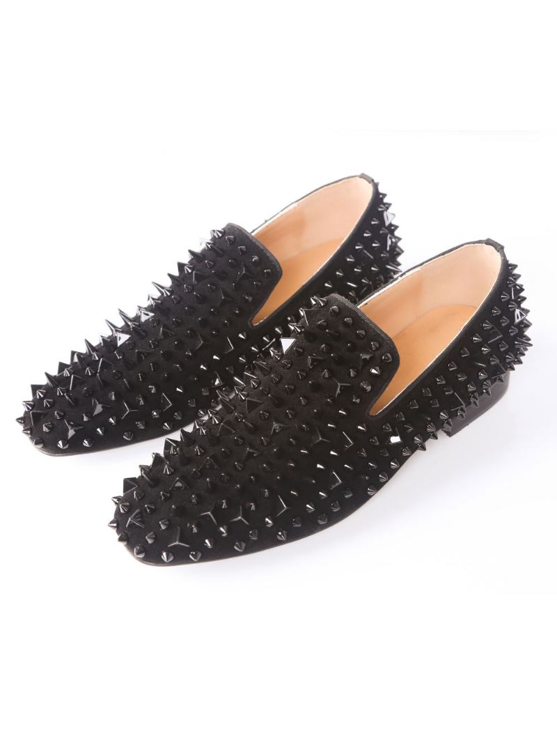 Zwarte Loafers Met Spikes Heren Trouwfeestschoenen Feest Trouwfeest Trouwschoenen Riviertjes - Zwart