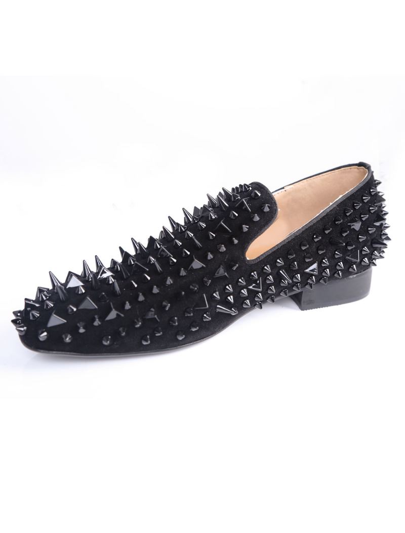 Zwarte Loafers Met Spikes Heren Trouwfeestschoenen Feest Trouwfeest Trouwschoenen Riviertjes - Zwart