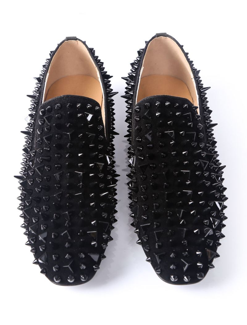 Zwarte Loafers Met Spikes Heren Trouwfeestschoenen Feest Trouwfeest Trouwschoenen Riviertjes - Zwart