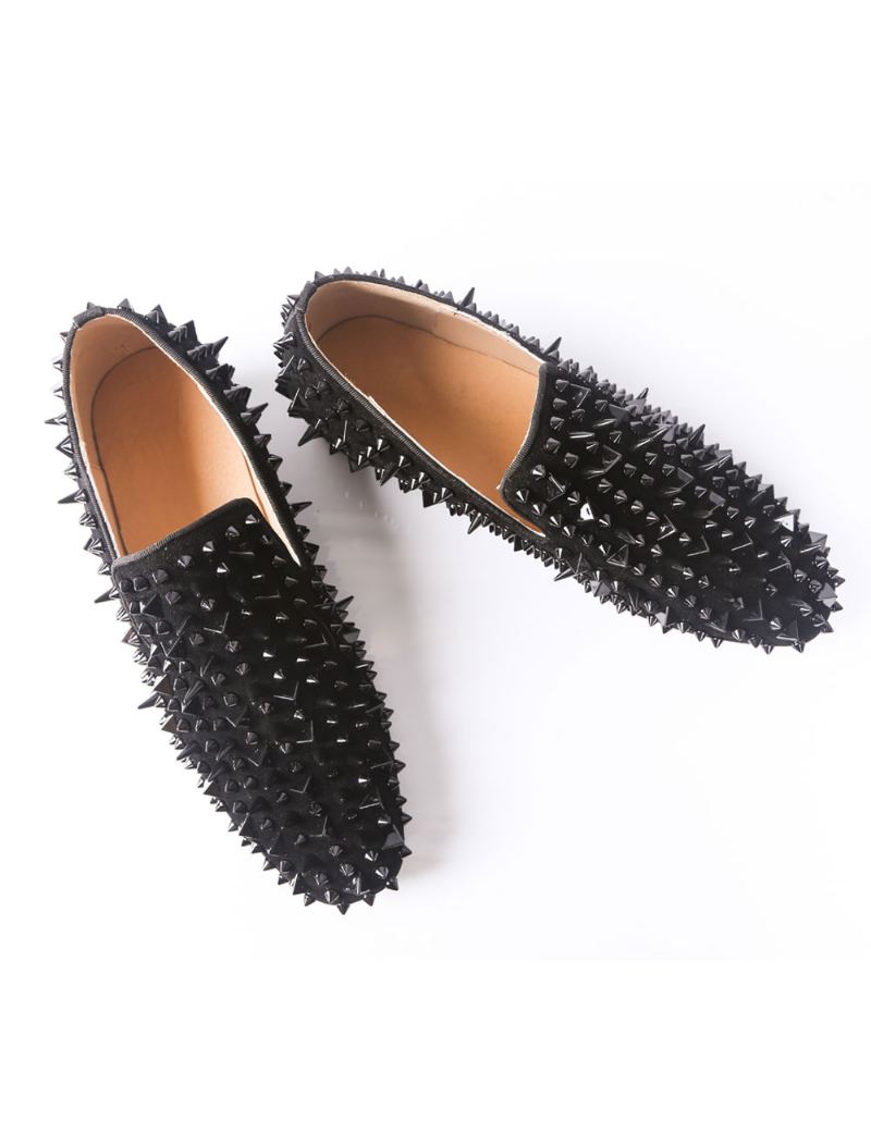 Zwarte Loafers Met Spikes Heren Trouwfeestschoenen Feest Trouwfeest Trouwschoenen Riviertjes - Zwart