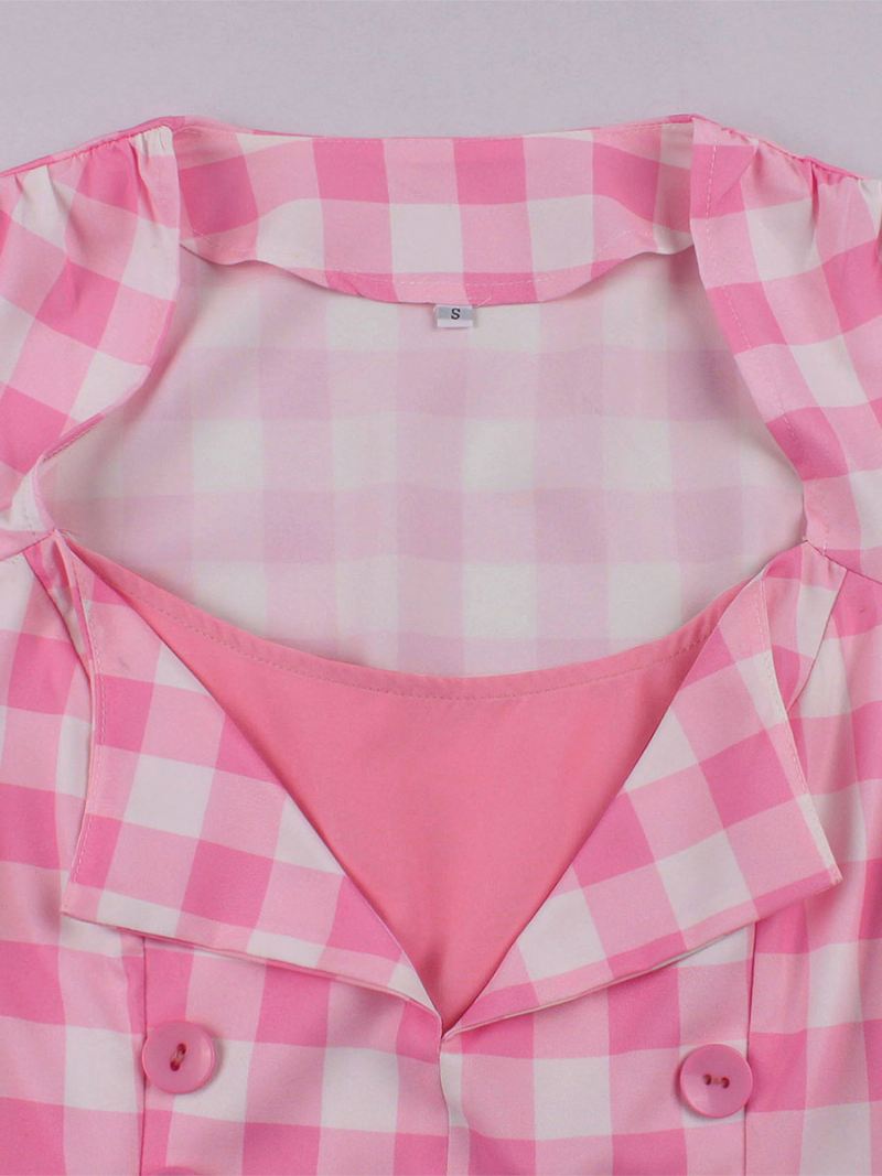 Dames Barbie Roze Gingham Vintage Jurk Jaren 1950 Audrey Hepburn Swing - Roze