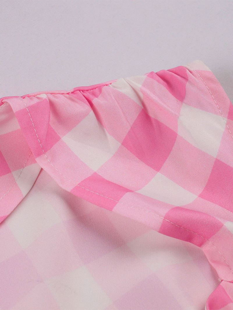 Dames Barbie Roze Gingham Vintage Jurk Jaren 1950 Audrey Hepburn Swing - Roze