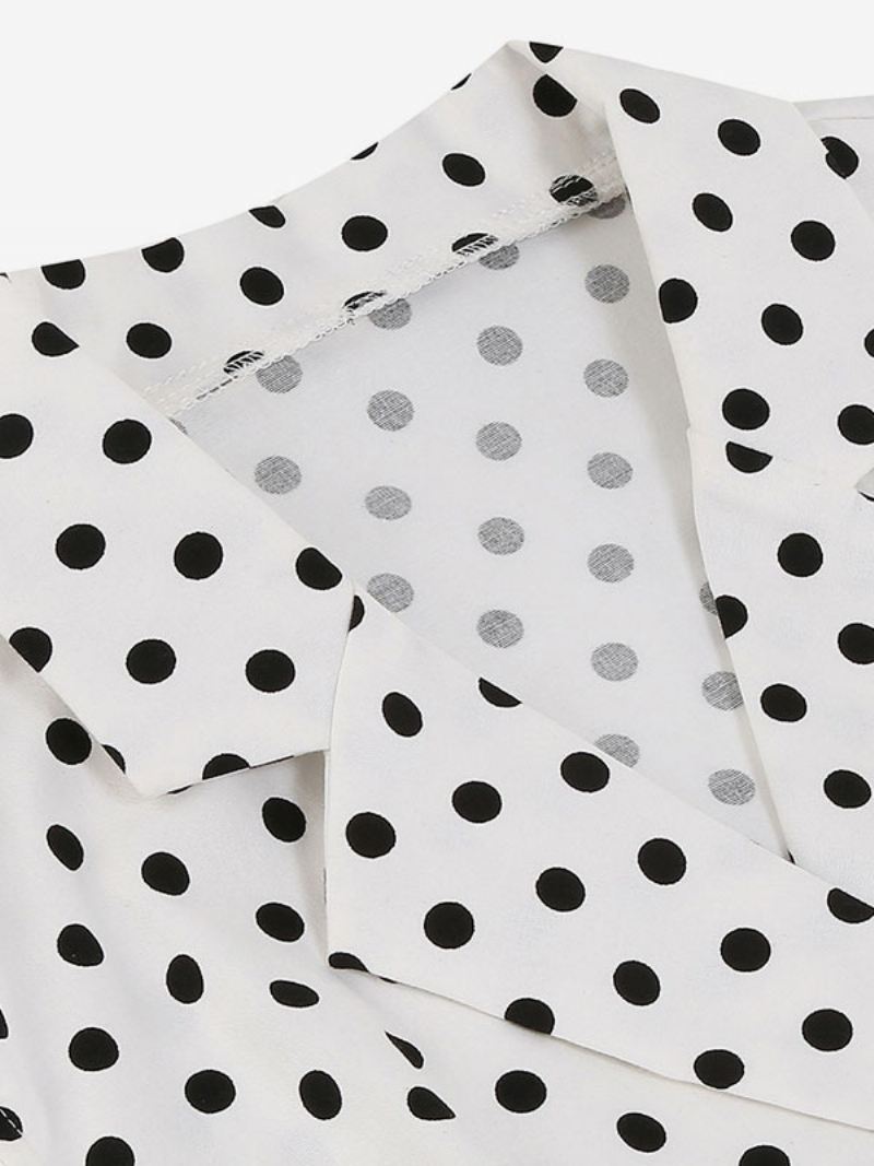 Dames Vintage Jurk Jaren 1950 Audrey Hepburn Stijl V-hals Mouwloos Polka Dot Swing - Wit