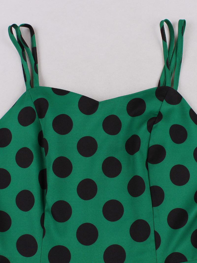 Vintage Jurk Jaren 1950 Audrey Hepburn Stijl Roze Polka Dot Dames Mouwloze Rockabilly - Groen