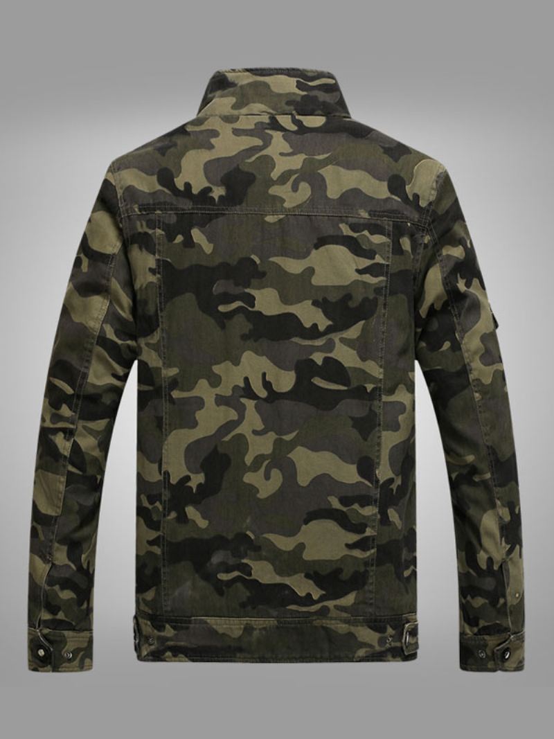 Heren Herenjas Camouflageknopen Polyester Stijlvol - Jagergroen