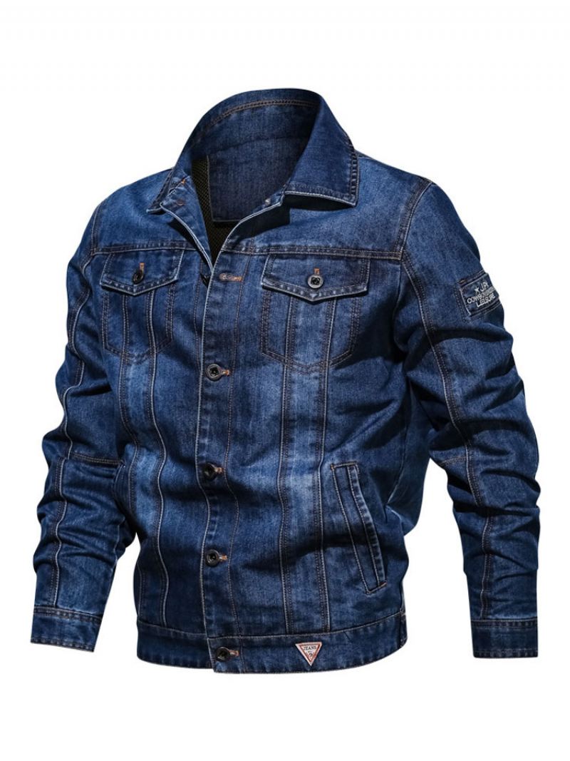 Heren Spijkerjassen Chique Diepblauw Modern Cowboy Regular Fit Jack - Blauw