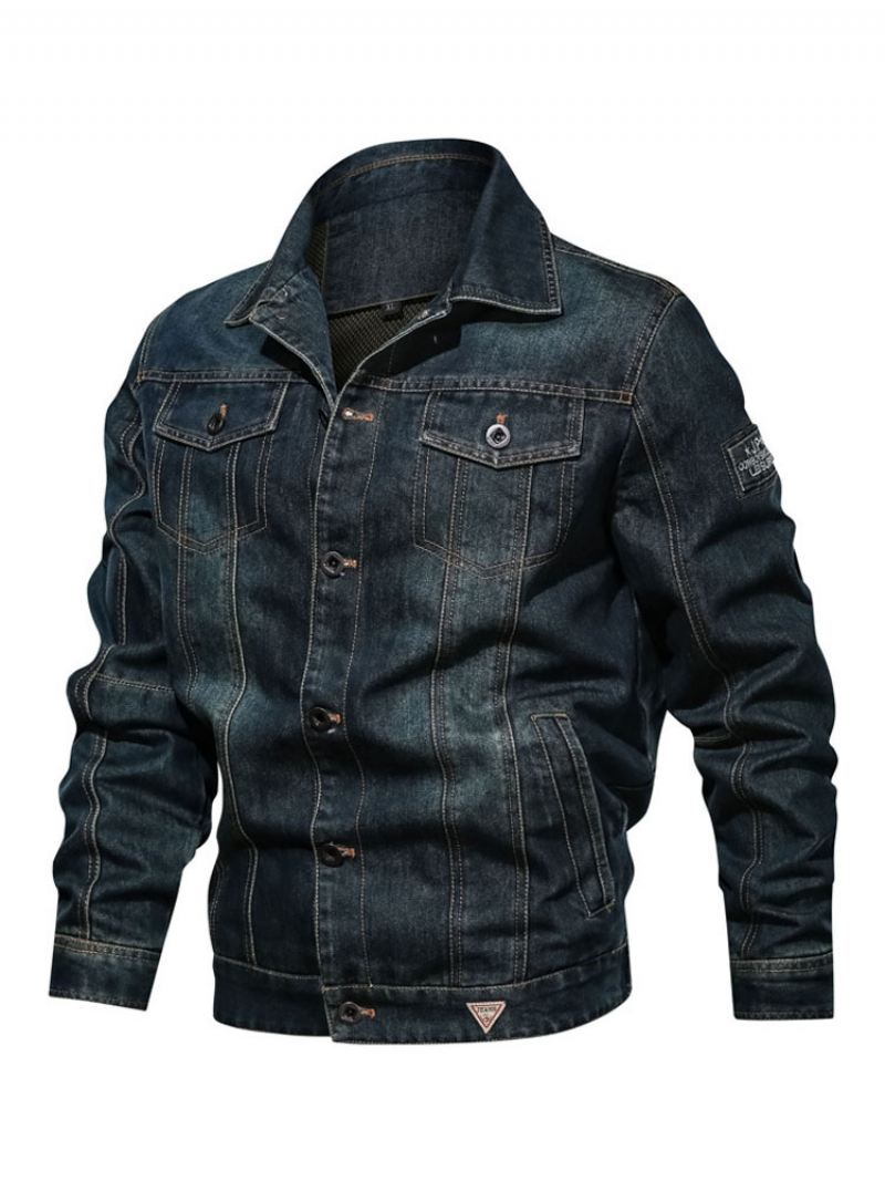 Heren Spijkerjassen Chique Diepblauw Modern Cowboy Regular Fit Jack - Cyaan