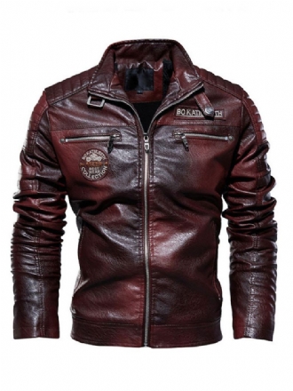 Leren Jack Heren Chique Windjack Winterbordeaux Stijlvolle Overjas