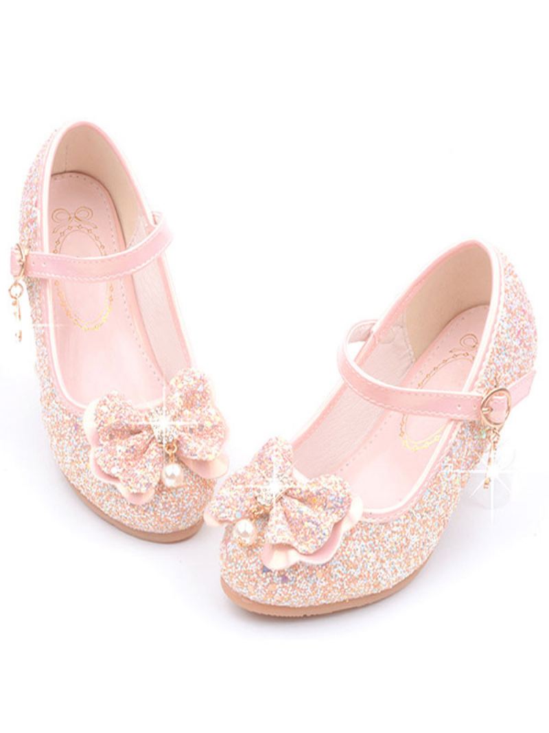 Bloemenmeisje Schoenen Glitter Bloem Mary Jane Flats - Roze