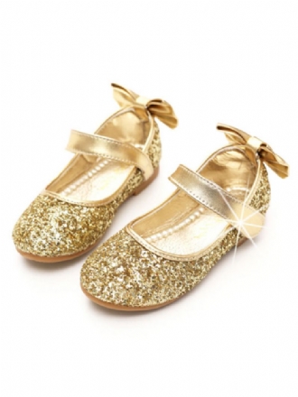 Glitter Bow Bruiloft Bloemenmeisje Schoenen