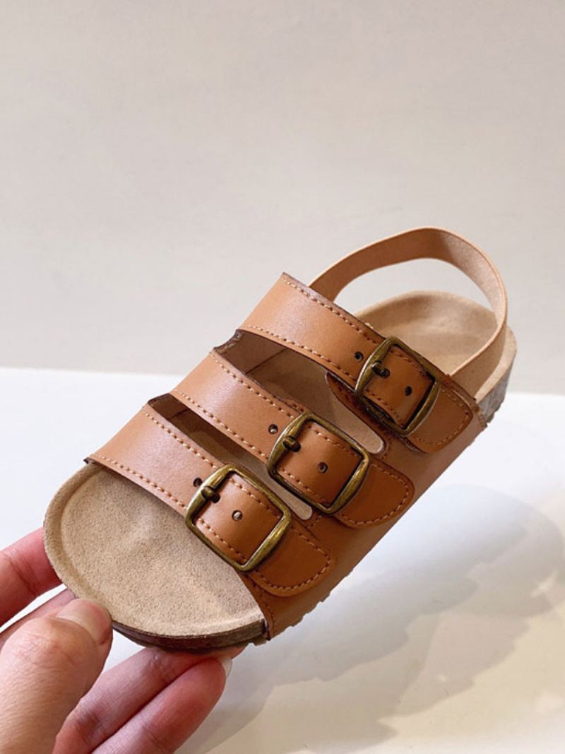 Sandalen Meisjes Open Teen Met Gespdetail - Koffiebruin