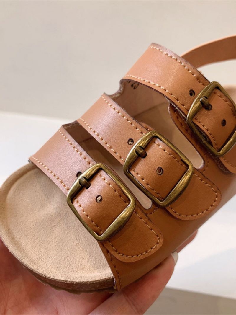 Sandalen Meisjes Open Teen Met Gespdetail - Koffiebruin