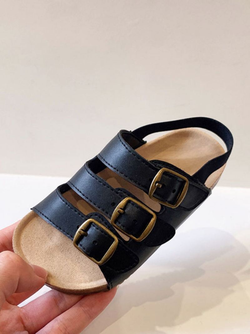 Sandalen Meisjes Open Teen Met Gespdetail - Zwart