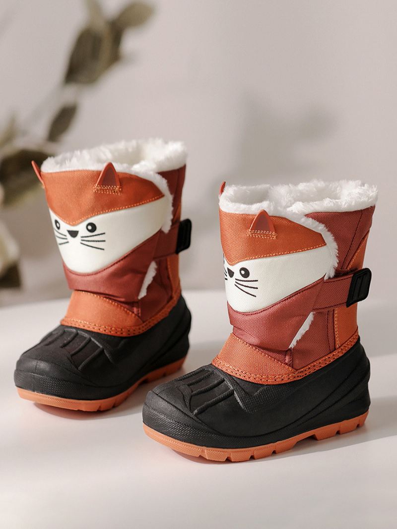 Winterschoenen Meisjes Mooie Nylon Cartoon-eenhoornkarakters Sneeuwlaarzen Met Print - Oranje