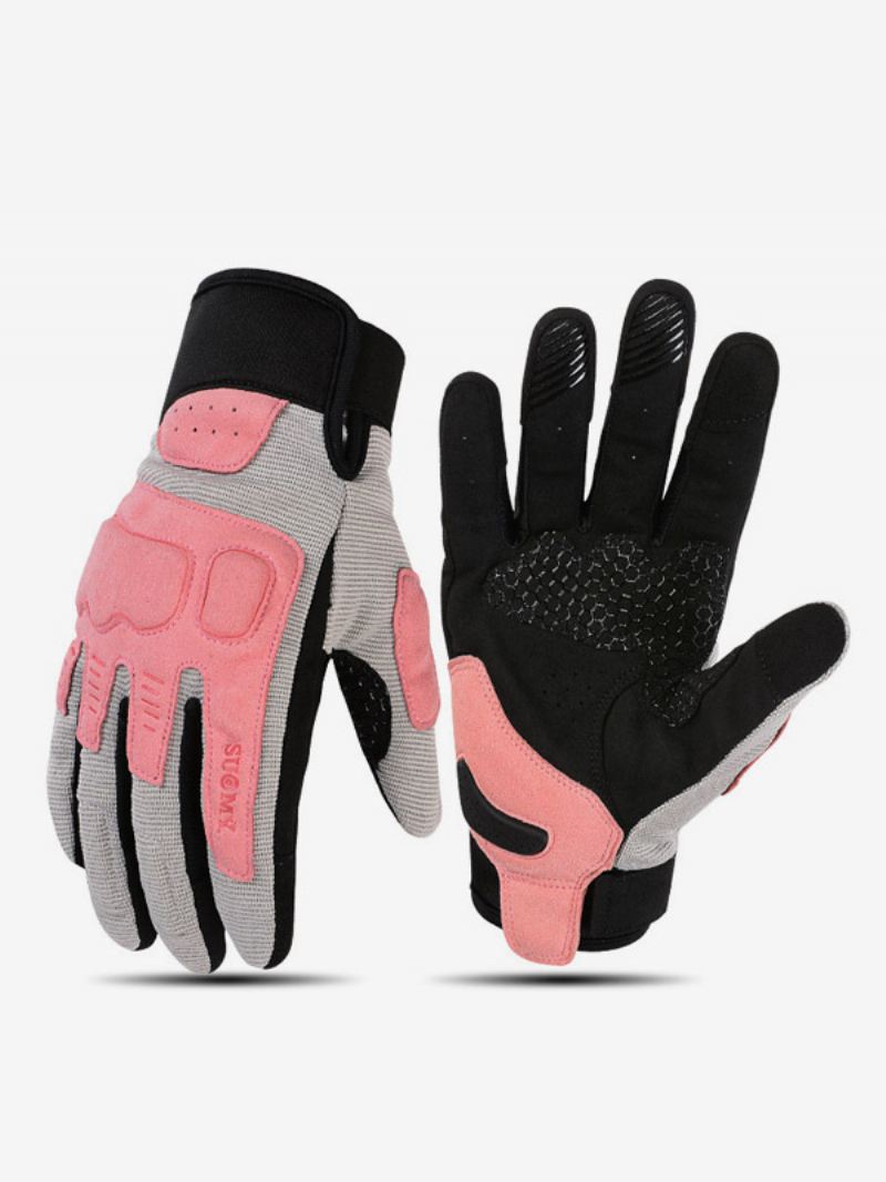 Motor Macaron Retro Ademende Mesh Ruiterhandschoenen Touchscreen Anti-val Fietsen Racefiets Klimmen Wandelhandschoenen - Roze