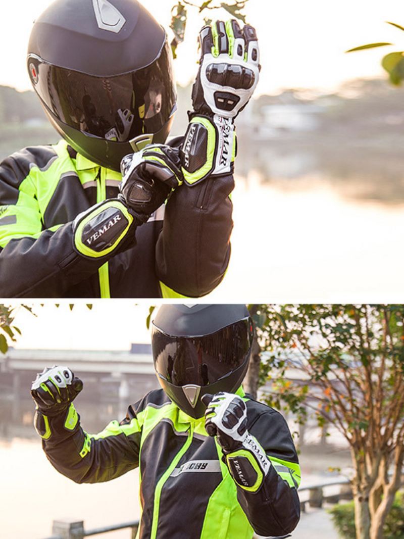 Motorrijden Racefiets Klimmen Wandelhandschoenen Lederen Handschoenen Anti-val Winddichte Met Touchscreen - Groen