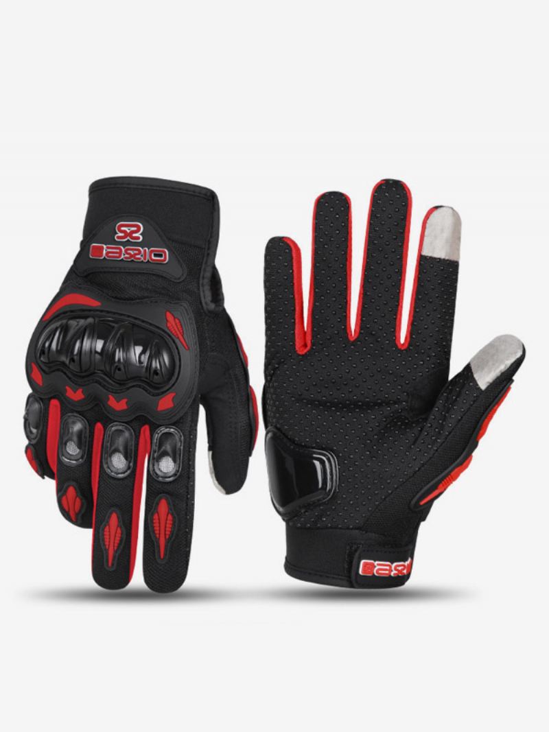 Off-road Motorfiets Anti-val Antislip Ademend Mountainbike Zomer Race Handschoenen Met Volledige Vingers - Rood