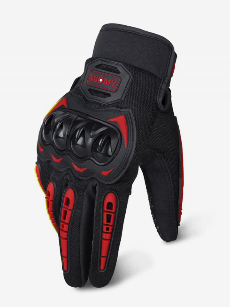 Off-road Motorfiets Anti-val Antislip Ademend Mountainbike Zomer Race Handschoenen Met Volledige Vingers - Rood