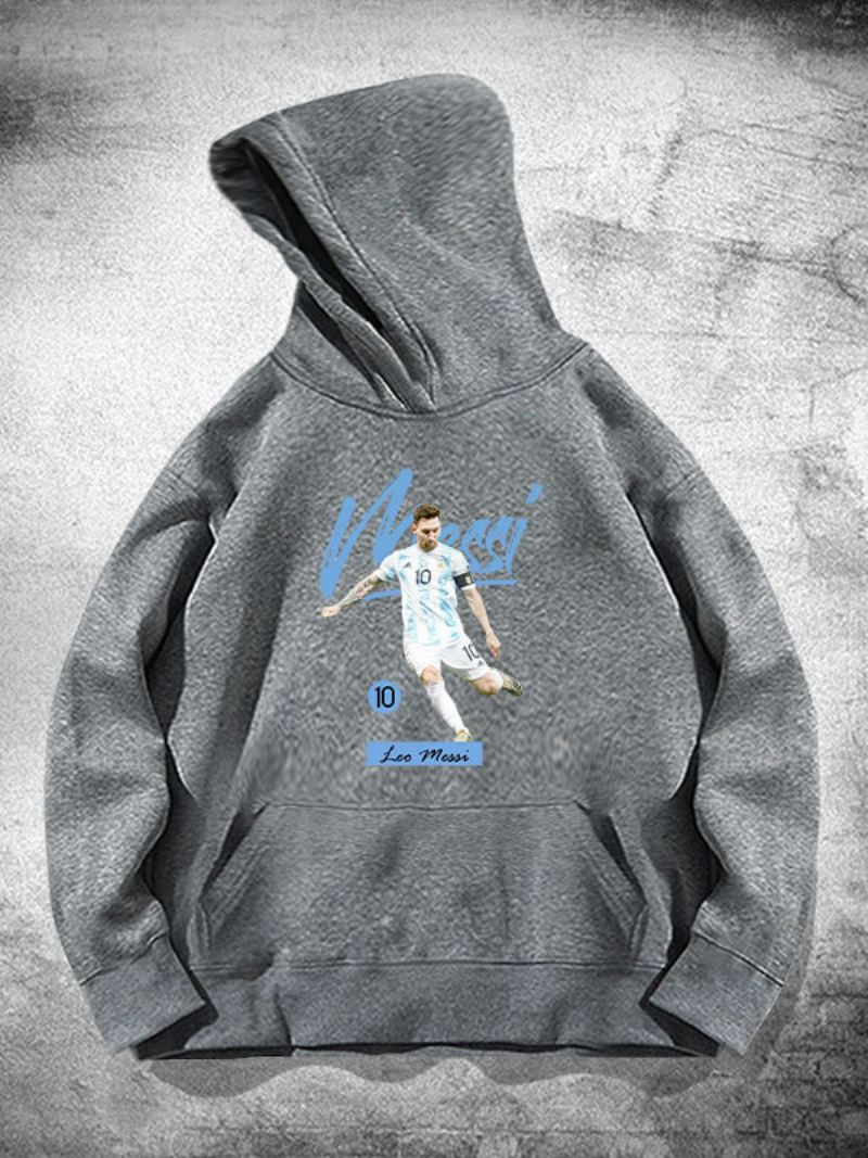 Argentinië Messi Herenhoodie Met Lange Mouwen - Grijs