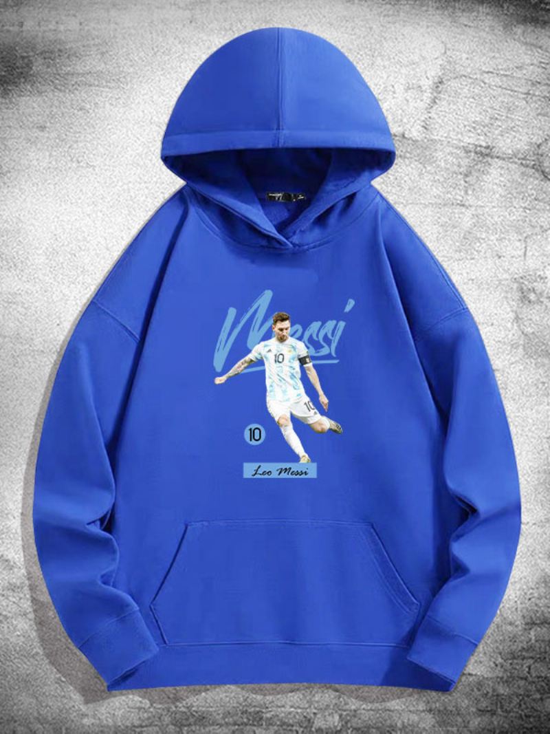 Argentinië Messi Herenhoodie Met Lange Mouwen - Blauw