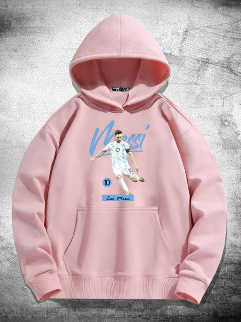 Argentinië Messi Herenhoodie Met Lange Mouwen - Roze