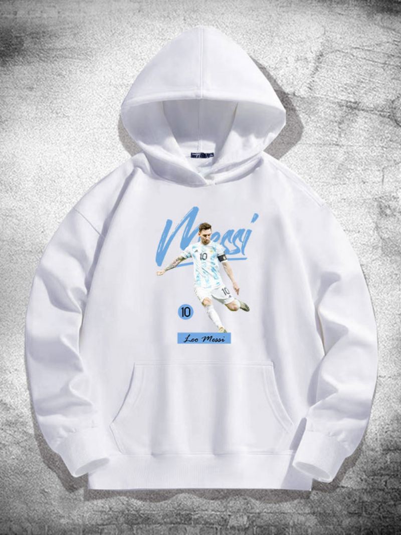 Argentinië Messi Herenhoodie Met Lange Mouwen - Wit