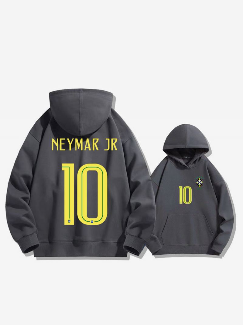 Brazilië Trainingshoodie Neymar Nummer 10 Herentop - Diepgrijs