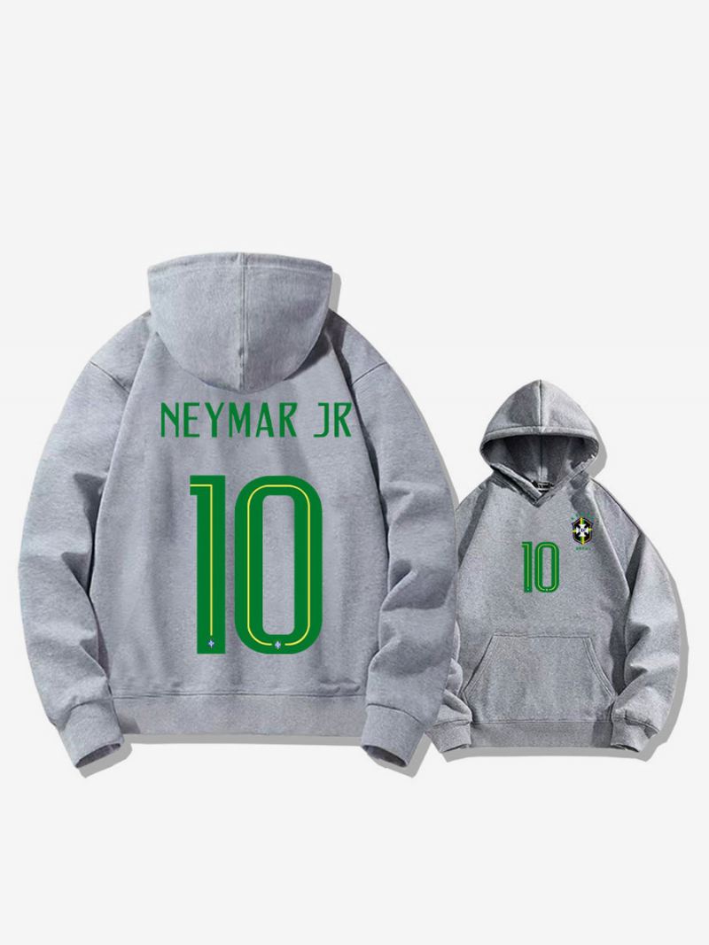 Brazilië Trainingshoodie Neymar Nummer 10 Herentop - Lichtgrijs