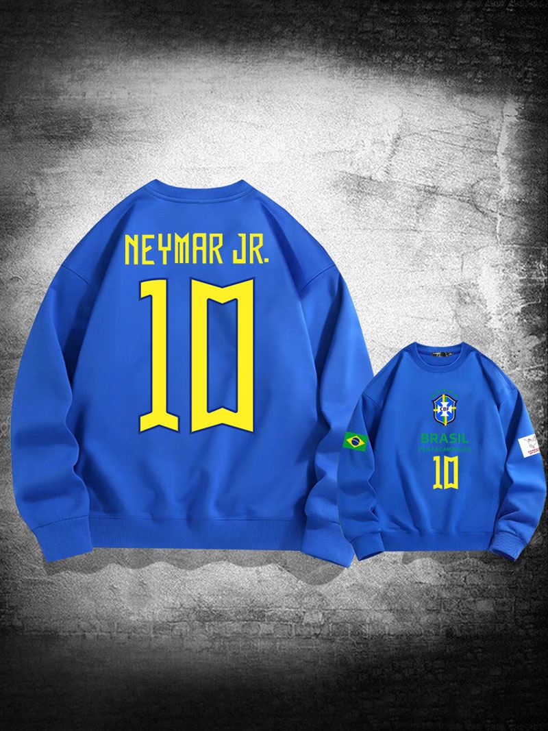 Brazilië Trainingssweatshirt Neymar Number 10 Herentop - Blauw