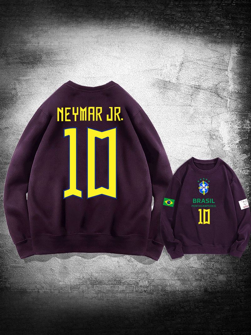 Brazilië Trainingssweatshirt Neymar Number 10 Herentop - Dieppaars