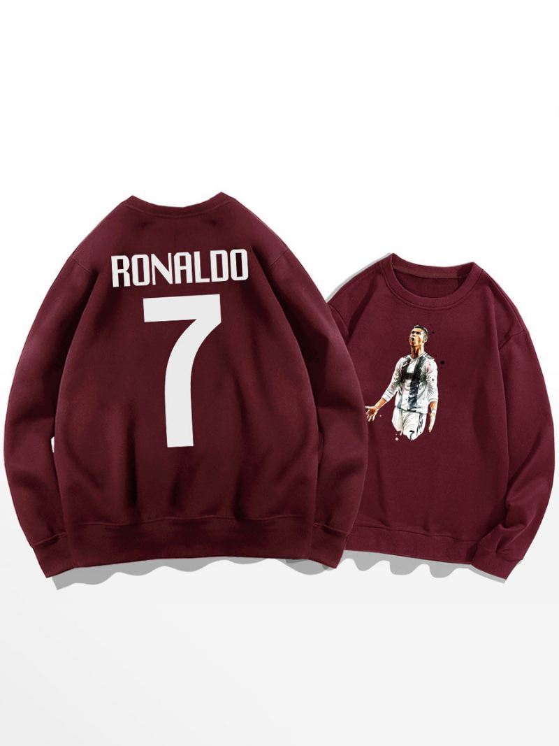 Cristiano Trainingssweatshirt Ronaldo Nummer 7 Herentop - Bordeauxrood