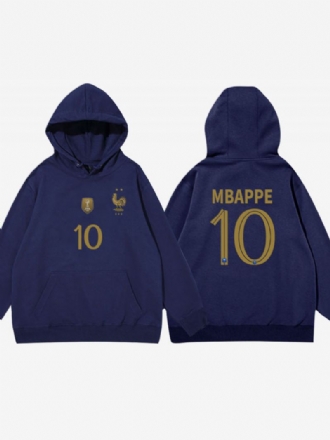 Frankrijk Team Les Bleus Number 10 Mbappé Herenhoodie Blauwe Jas