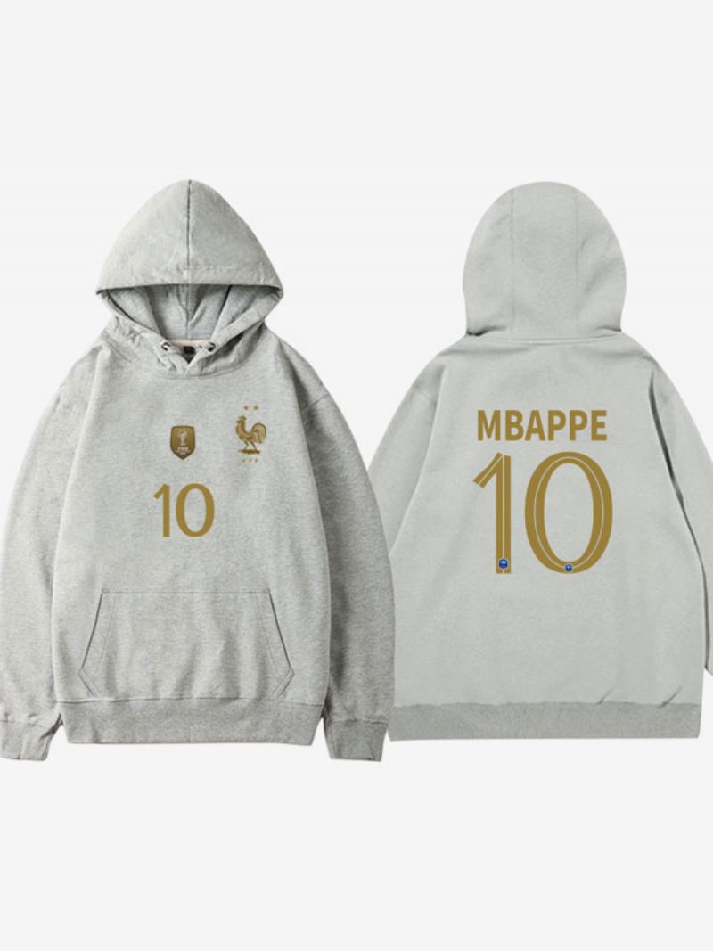 Frankrijk Team Les Bleus Number 10 Mbappé Herenhoodie Blauwe Jas - Grijs