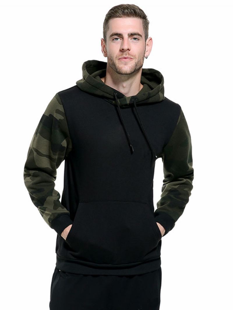 Heren Hoodies Capuchon Lange Mouwen Camouflage Polyester Zwart Sweatshirt