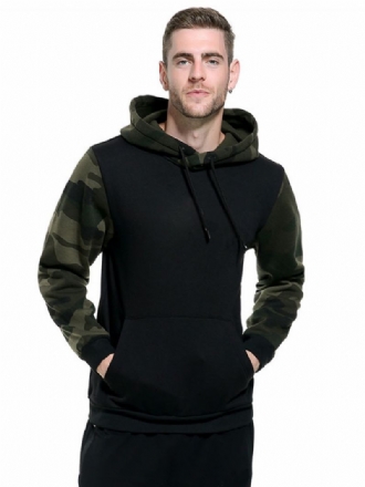 Heren Hoodies Capuchon Lange Mouwen Camouflage Polyester Zwart Sweatshirt