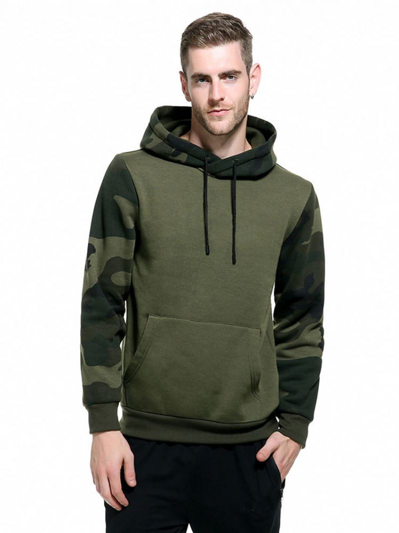 Heren Hoodies Capuchon Lange Mouwen Camouflage Polyester Zwart Sweatshirt - Jagergroen