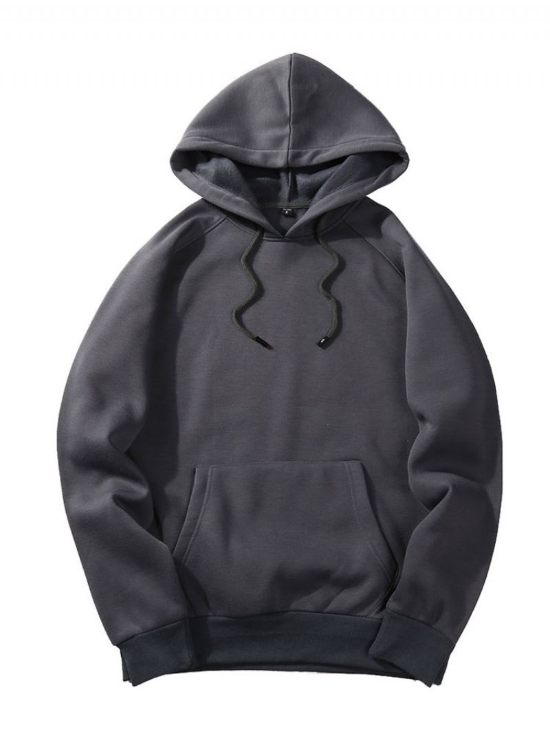 Heren Hoodies Capuchon Lange Mouwen Polyester Sweatshirt - Diepgrijs