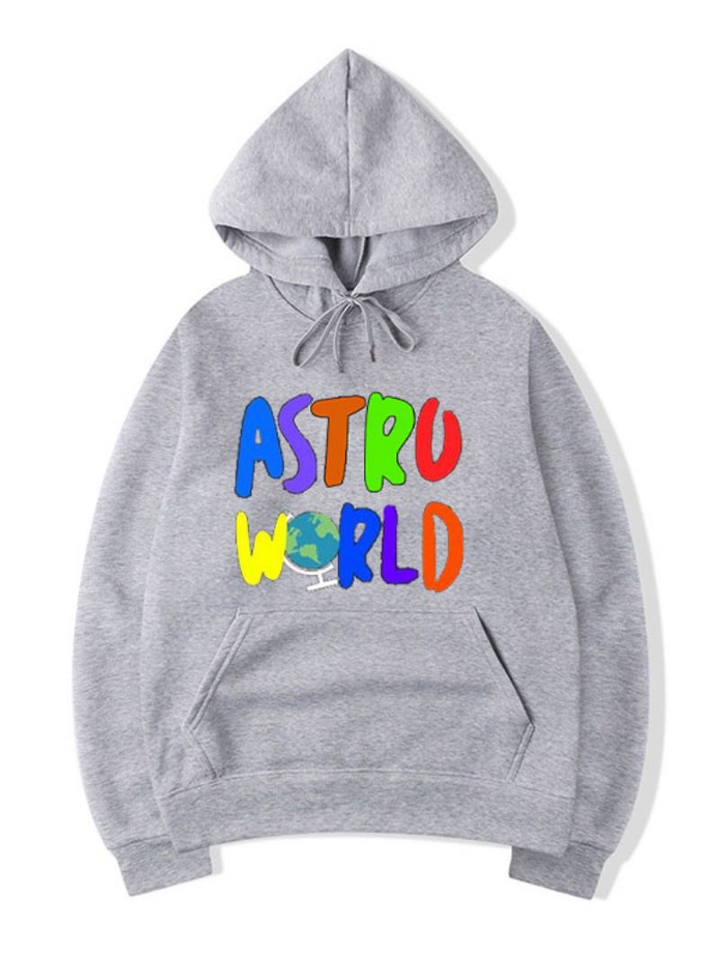 Heren Hoodies Lange Mouwen Woorden Print Polyester Sweatshirt - Grijs