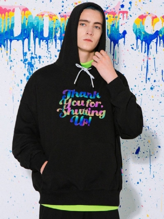 Heren Hoodies Lange Mouwen Woorden Print Polyester Sweatshirt