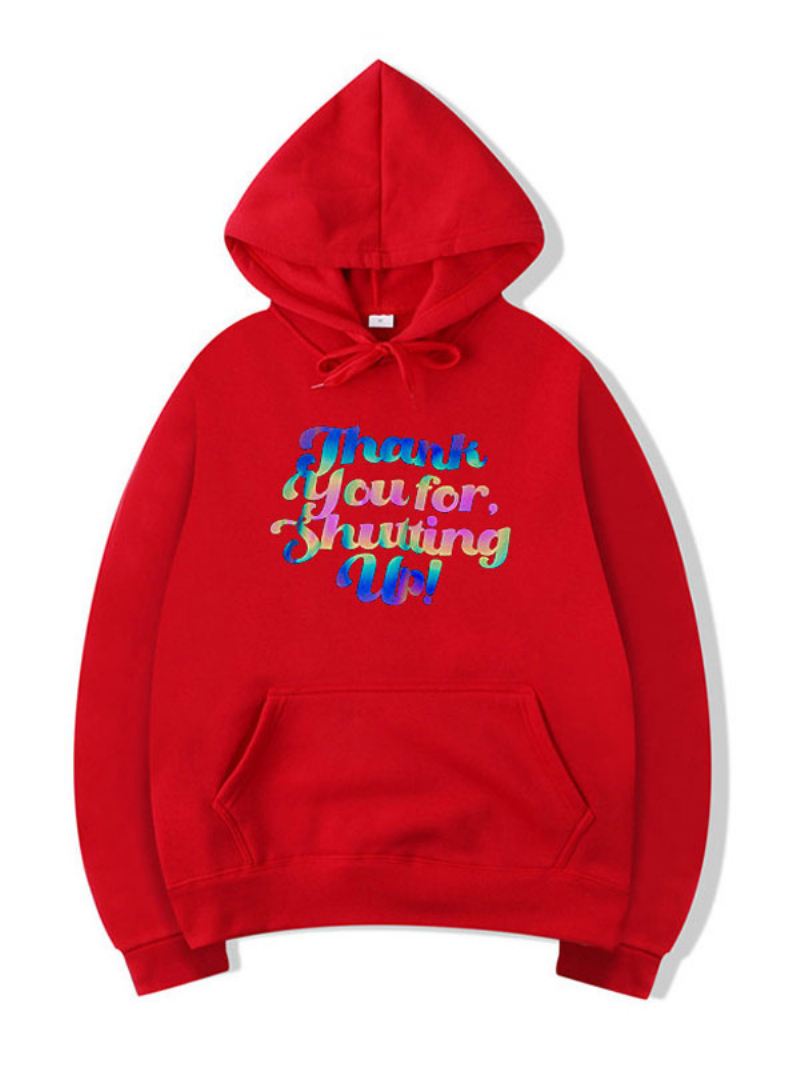 Heren Hoodies Lange Mouwen Woorden Print Polyester Sweatshirt - Rood